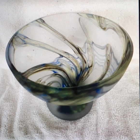 Tarnewiec handblown art glass compote. - Picture 2 of 5